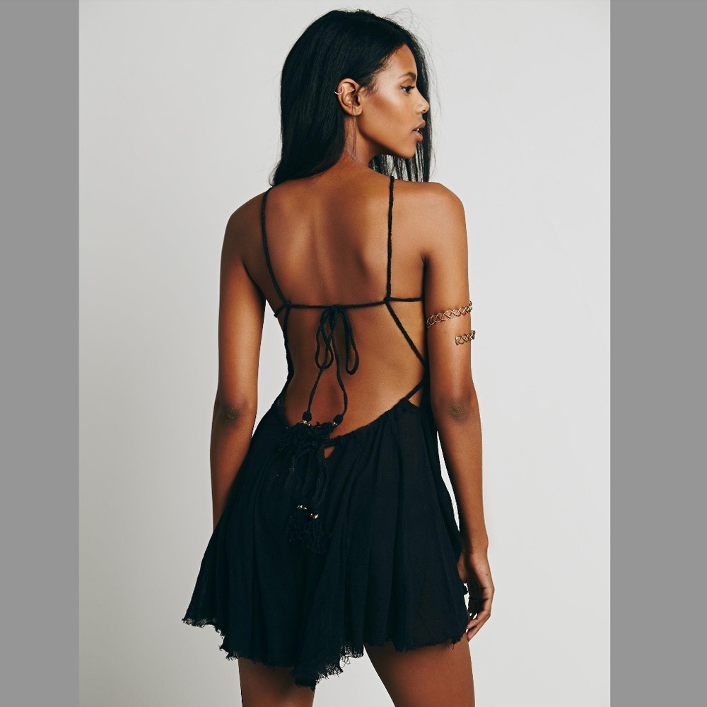 Free People Black Live For Your Smile Dress NWOT